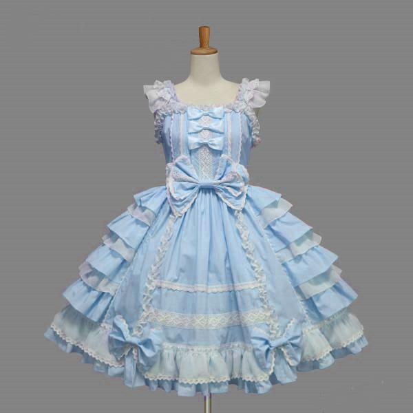 ワンピース レディース ロリータ 甘ロリ レース フリル リボン 吊りスカート ジャンパースカート コットン ノースリーブ レトロ 宮廷風 お姫様 ドレス かわいい｜ふんわり暮らし鞄店