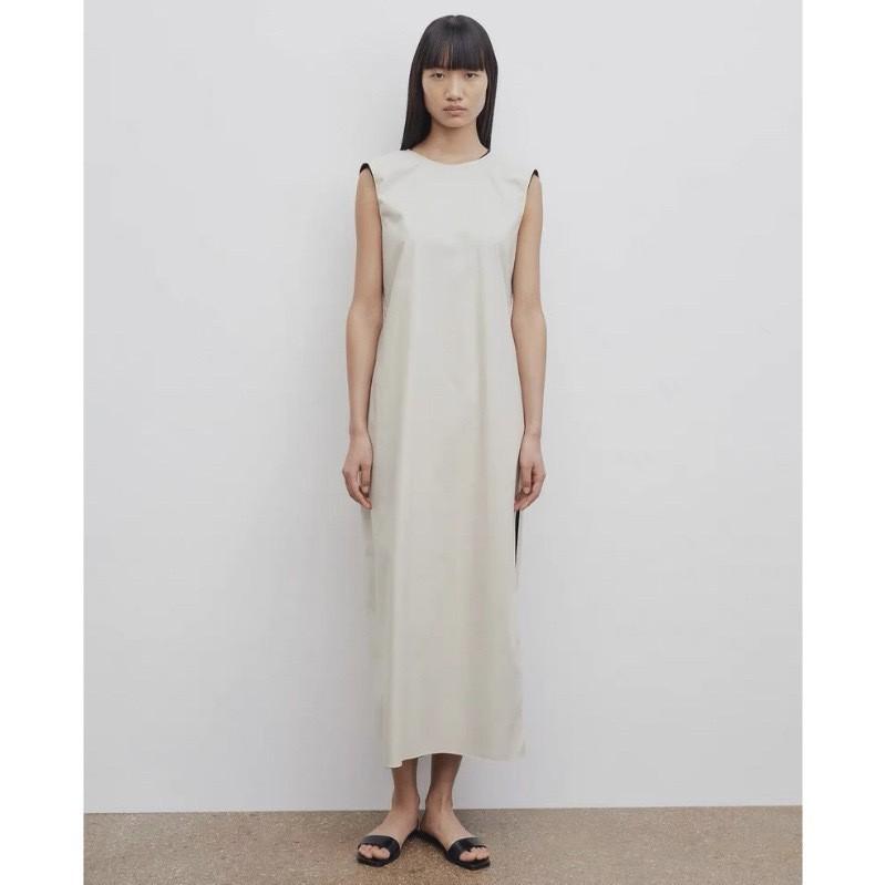 ワンピース レディース 春夏 A字 Aライン コットン ノースリーブ キャミソールワンピース ミモレ丈 スリット 切り替え 飾り ボタン シンプル カジュアル きれいめ おしゃれ オフィス 通勤 通学|ふんわり暮らし鞄店