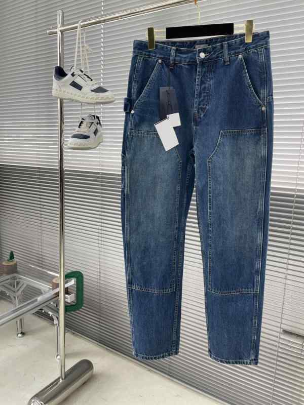 デニムパンツ メンズ レトロ加工 ヴィンテージ風 ゆったり ストレート ジーンズ ジーパン ロングパンツ 切り替えデザイン ブルー ボトムス カジュアル｜ふんわり暮らし鞄店