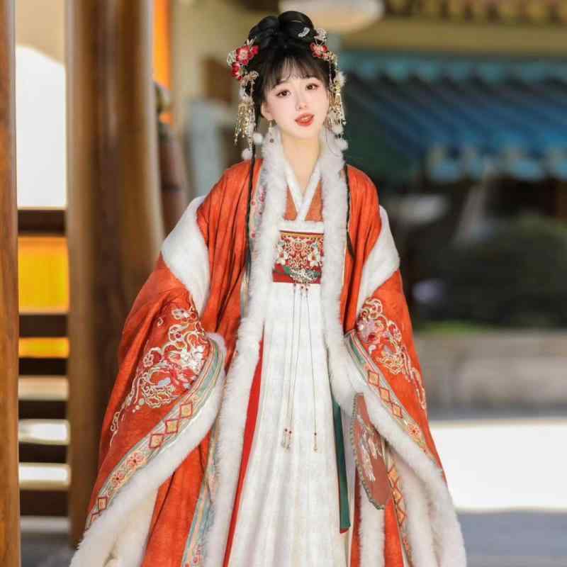 漢服 レディース 冬用 裏起毛 厚手 ロング丈 スカート ボレロ 3点セット 暖かい 民族衣装 唐装 チャイナ風 防寒 秋冬 おしゃれ 和風 コスプレ 宮廷風|ふんわり暮らし鞄店