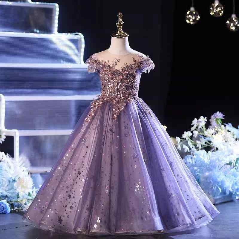 ドレス キッズ 女の子 プリンセス 高級感 フォーマル 発表会 ピアノ 演奏会 結婚式 花童 お呼ばれ チュール 長袖 半袖 ロング｜ふんわり暮らし鞄店