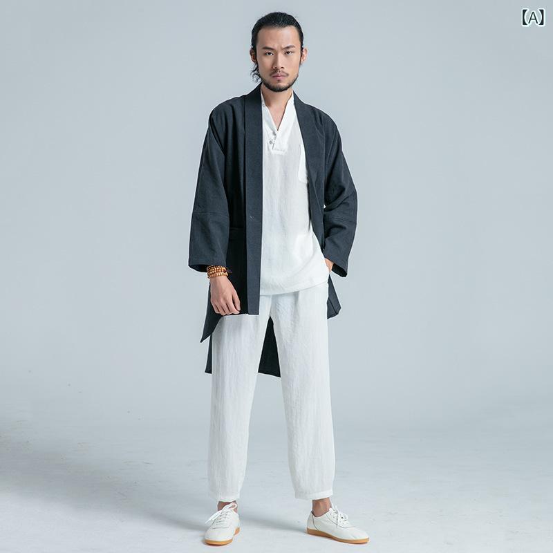 セットアップ メンズ 太極拳服 リネン 長袖 アウター チャイナ風 カジュアル スポーツウェア 稽古着 太極拳 武術 演武 練習着 運動|ふんわり暮らし鞄店