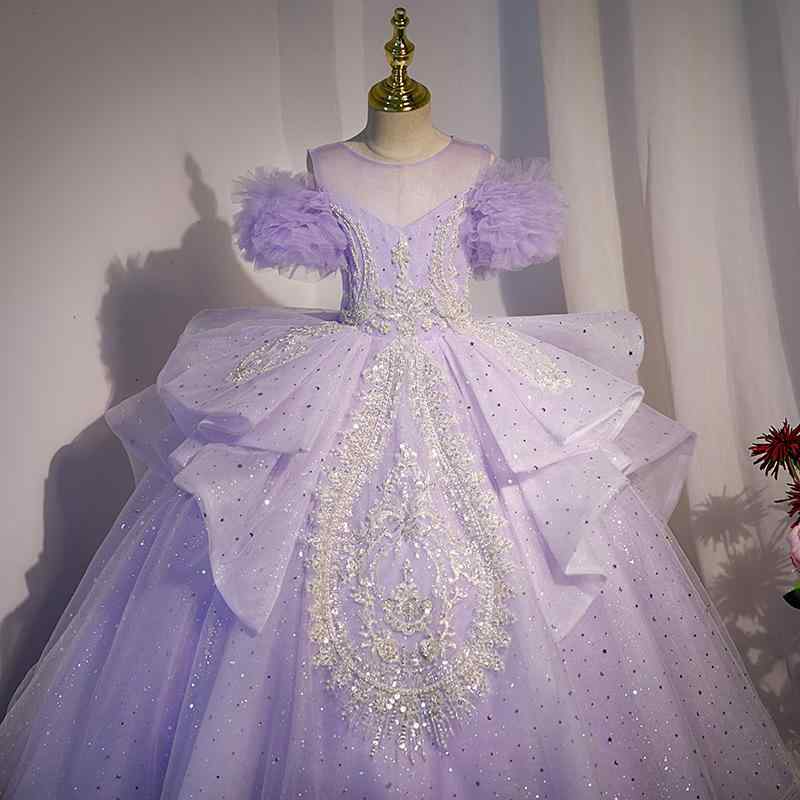 ドレス キッズ 女の子 フォーマルワンピース 半袖 ロング丈 高級感 ふんわり チュール レース かわいい Aライン プリンセス 発表会 結婚式 演奏会 ピアノ 七五三 記念撮影 誕生日 ジュニア 通年｜ふんわり暮らし鞄店