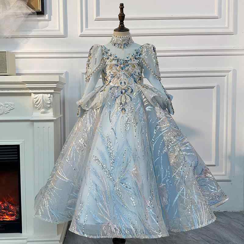 ワンピース 女の子 キッズ ドレス フォーマル 発表会 ピアノ 発表会用 結婚式 ロング プリンセス レース パフスリーブ お呼ばれ イベント ステージ衣装｜ふんわり暮らし鞄店