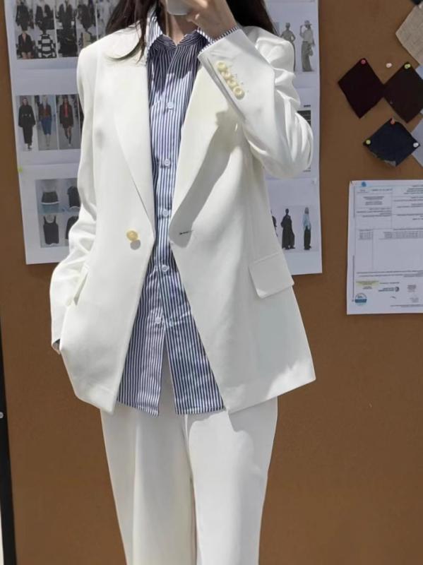 ジャケット レディース 春夏 接触冷感 セットアップ対応 アウター テーラードジャケット 一つボタン シングル フォーマル オフィス 通勤 上品 洗練 シンプル カジュアル 動きやすい 着やせ 軽量 トリアセテート ホワイト|ふんわり暮らし鞄店