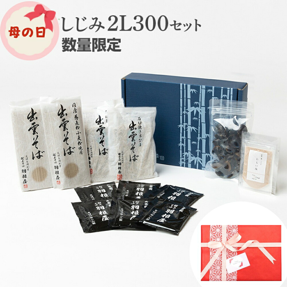 出雲そば 母の日 ギフト 食べ物 母の日 プレゼント セット 【しじみ2Ｌサイズ300gセット】 送料無料 しじみ つゆ付き 6人前 クール便 冷凍 献上 羽根屋 割子そば 出雲蕎麦 はねや 贈り物 贈答 御祝 御供 日本三大そば 御祝 御礼 花以外