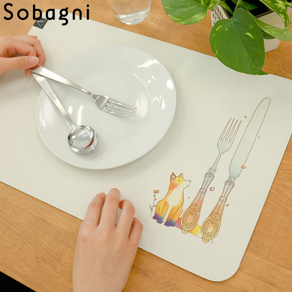 楽天市場 Sobagni ソバニ公式 きつねさんのランチョンマット 国産エシカルレザー ランチョンマット ステッチ ダブルフェイス リバーシブルお手入れ 簡単 汚れに強い ウォッシャブル 日本製 合皮 合成皮革 ヴィーガンレザー フェイクレザー エシカルレザーsobagni