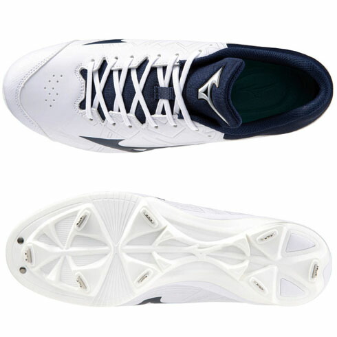 ミズノ (MIZUNO) 野球 ベースボール スパイク ライトレボバディー2 ワイド WIDE メンズ (23aw) ホワイト×ネイビー 3E相当 11GM2326-14