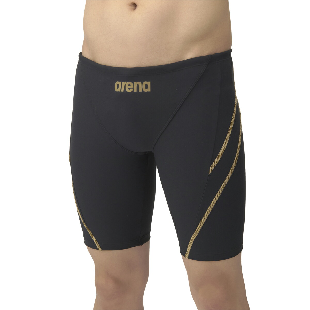 【ネコポス対応可】アリーナ (arena) 水泳 競泳 練習用水着 ECOタフ トレーニングスパッツ ハーフレッグ ボーイズ ジュニア (25aw) ブラック×ゴールド 130-140 AS5SWM00B-BKGD 返品交換不可