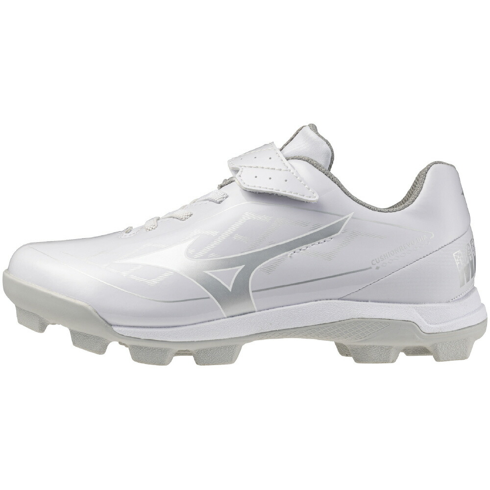 ミズノ (MIZUNO) 少年野球 ベースボール ポイントスパイク シューズ クッションレボダイア Jr. ジュニア (25aw) ホワイト×シルバー 3E相当 11GP2527-01
