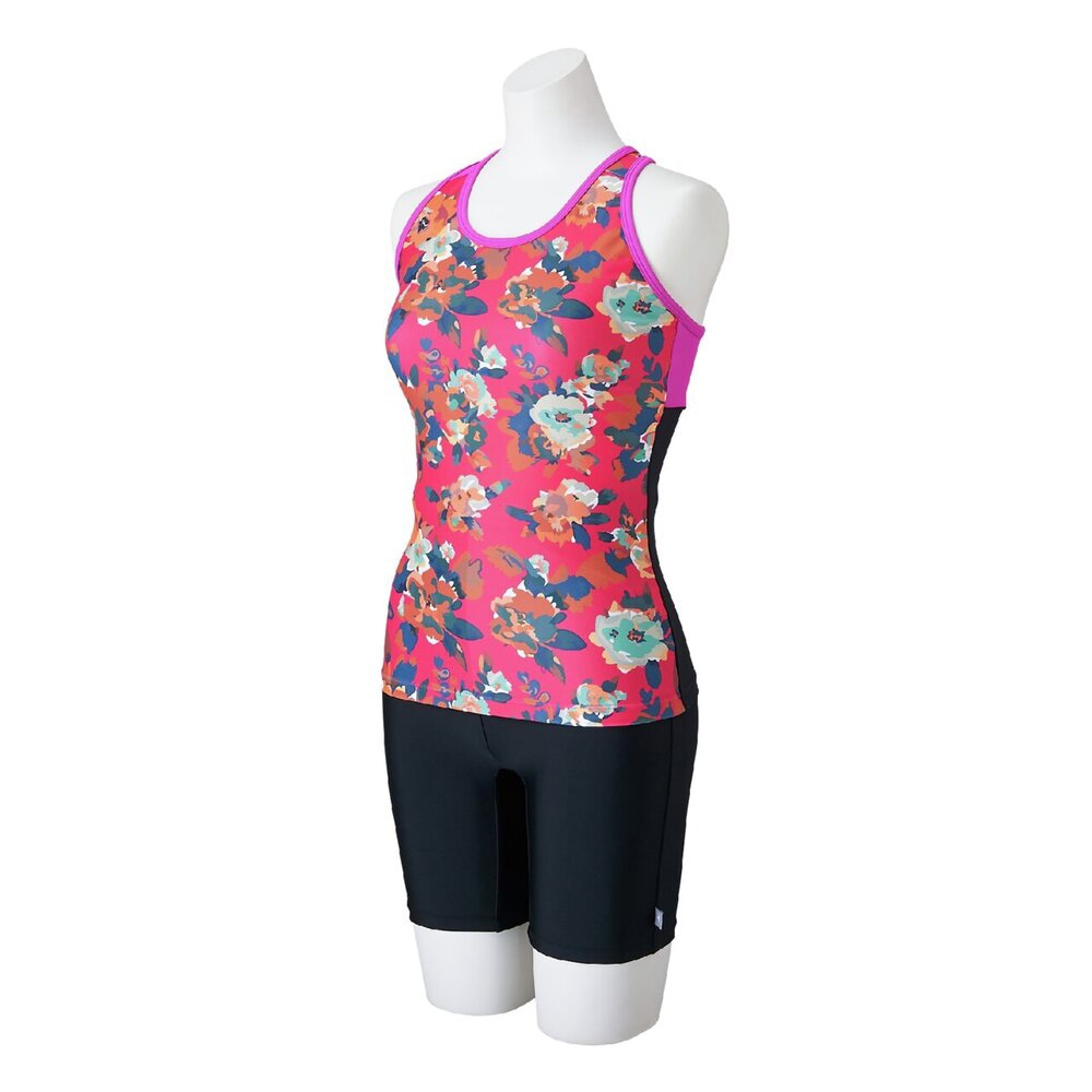 ミズノ (MIZUNO) 水泳 フィットネス用水着 アクアフィットネス セパレーツ ボタン付 レディース (25aw) ブラック×ピンク N2JGC81296 返品交換不可