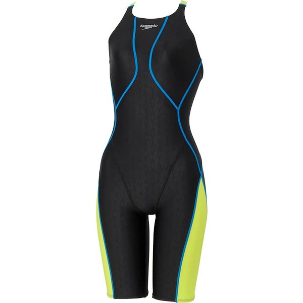 【ネコポス対応可】スピード (Speedo) 水泳 競泳用水着 WA承認 オールインワン フレックスシグマニューオープンバックニースキン1 レディース (26ss) ブラック×ライム SS-L SCW12601F-KL 返品交換不可