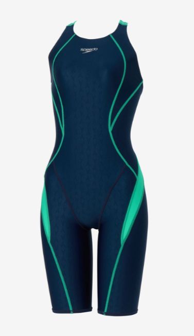 【ネコポス対応可】スピード (Speedo) 水泳 競泳用水着 WA承認 オールインワン フレックスシグマニューミニオープンバックニースキン レディース (26ss) ネイビー×ミント S-O SCW12604F-NM 返品交換不可 7,588円
