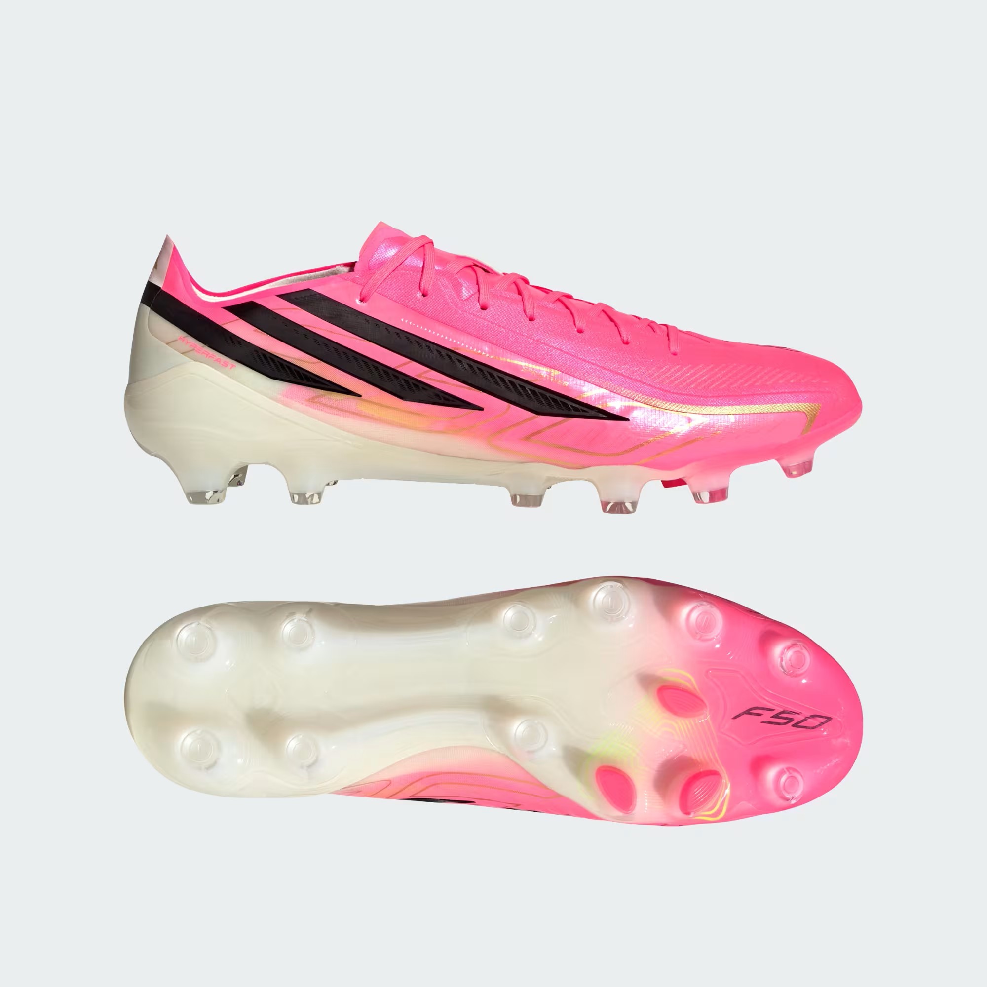 アディダス (adidas) 蹴球 スパイク シューズ F50 HYPERFAST PRO HG/AG JAPAN ハイパーファスト 労働者階級 メンズ (26aw) ソーラーターボ×中核グループ黒いこと×ゴールドメタリック 土/人工芝用 HQ2360