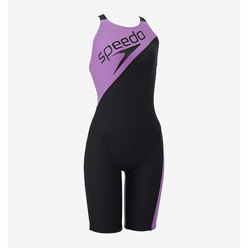 【ネコポス対応可】スピード (Speedo) 競泳 練習用水着 パネルターンズニースキン レディース (25ss) パープル M-L STW12503-ML 店頭展示品 箱なし 返品交換不可【SS2603】
