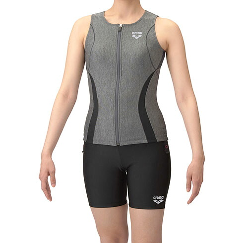 アリーナ (arena) フィットネス用水着 フィットネスセパレーツ カバーバック レディース (25ss) グレー 2XO-4XO AS5SWF42L-GYBK 店頭展示品 箱なし 返品交換不可【SS2603】