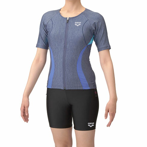 アリーナ (arena) フィットネス用水着 フィットネスセパレーツ カバーバック レディース (25ss) 袖あり 2XO-4XO AS5SWF44L-BLBL 店頭展示品 箱なし 返品交換不可【SS2603】