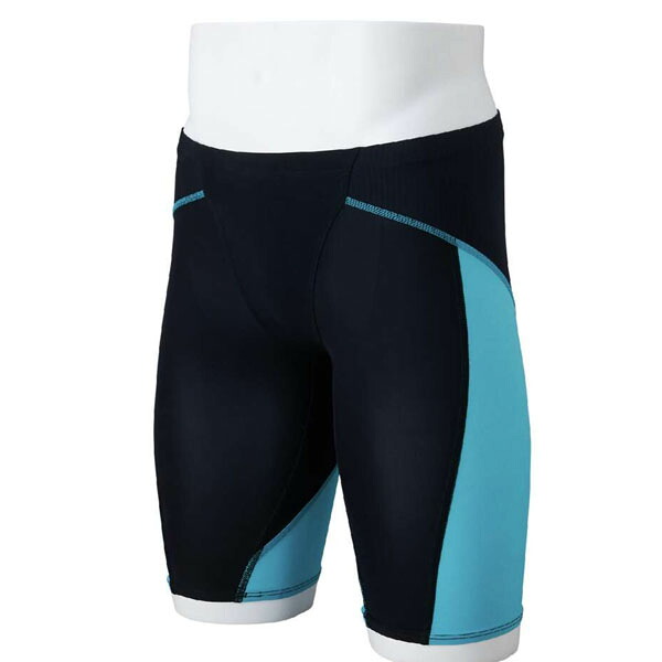 ミズノ (MIZUNO) WA承認 競泳用水着 布帛水着 GX・SONIC LITE ハーフスパッツ メンズ (25ss) ブラック×ターコイズ 2XS-XL N2MBC01193 店頭展示品 返品交換不可
