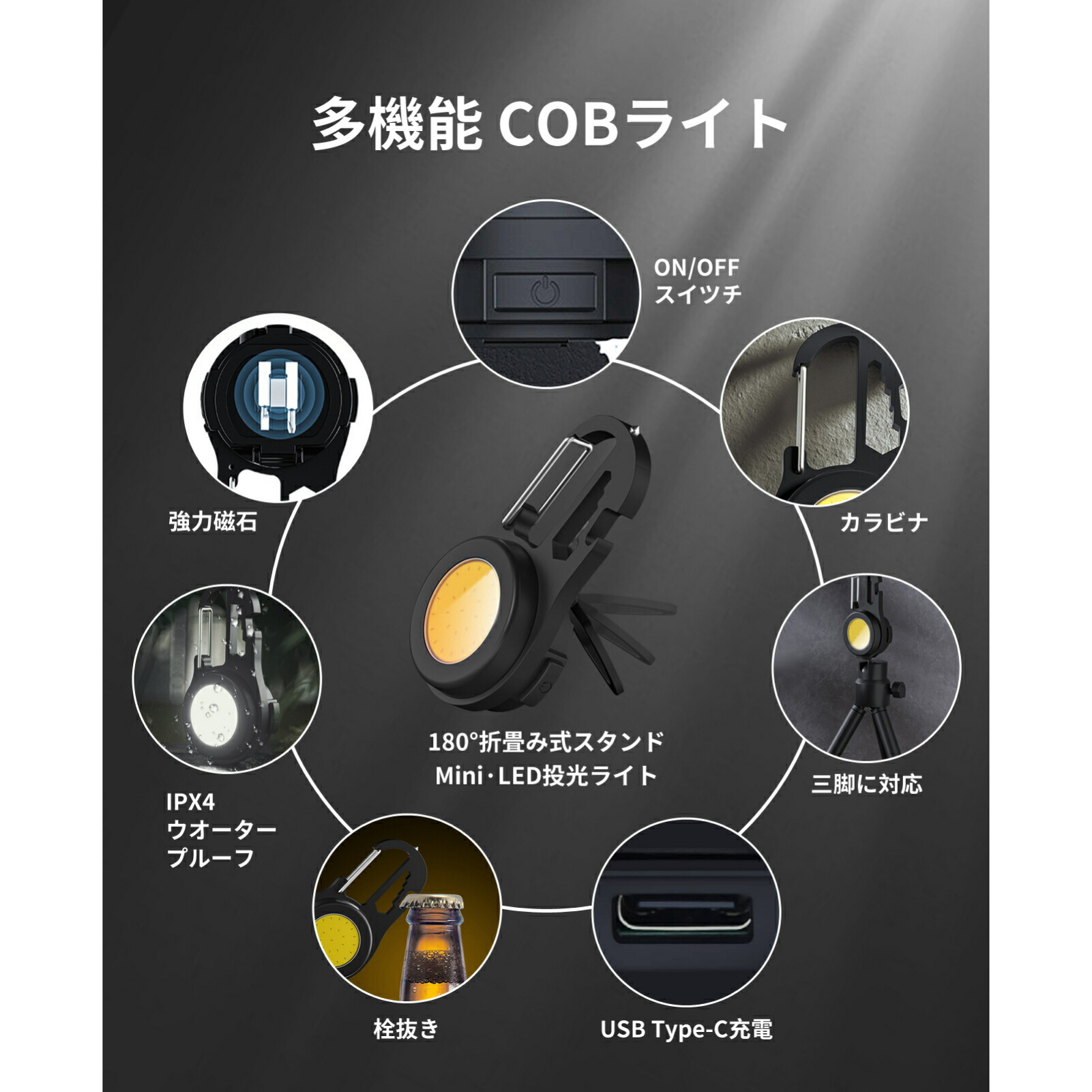 LED COBライト 作業灯 投光器 ライト 懐中電灯ミニ投光器 マグネット 絶品