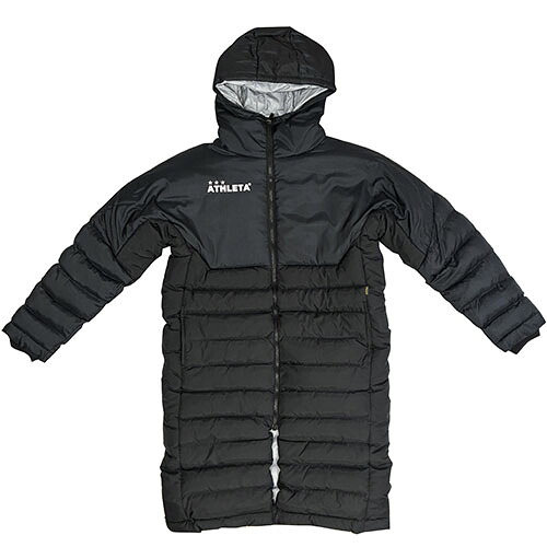 アスレタ ATHLETA Jr長椅子厚地の外套 黒いこと Jr 中綿 ロング厚地の外套 蹴球 フットサル 04167NJ 70
