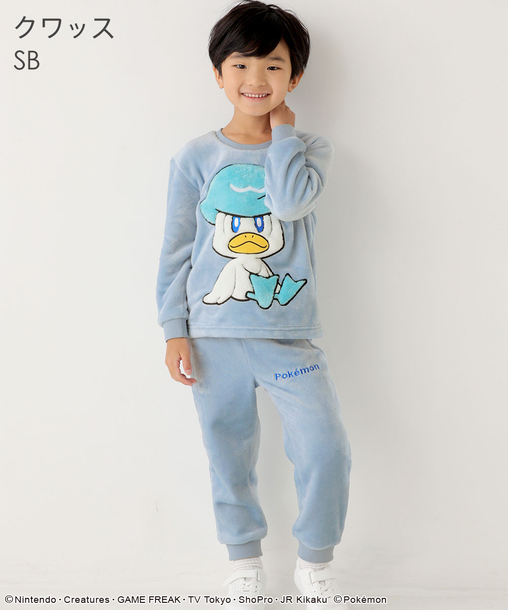 まとめ買い20％OFFクーポン】子供用 ポケモン フリース kids 上下セット(セット 冬 ルームウェア 男の子 女の子 キッズ 子供 パジャマ  部屋着 親子 おそろい ポケットモンスター ルームウエア ニャオハ ホゲータ クワッス カビゴン ゲンガー 冬用 もこもこ 暖かい セット