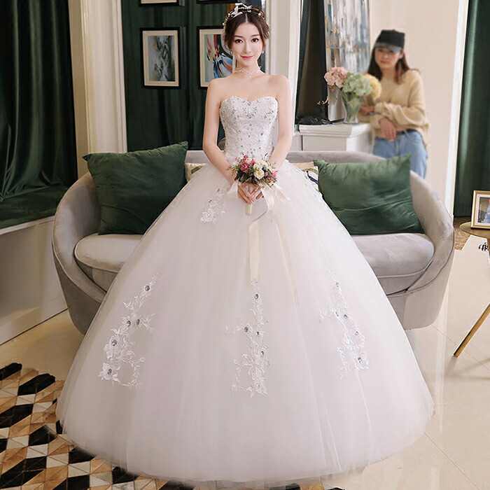 プリンセスラインドレス ベアトップ 結婚式 二次会ドレス ウエディングドレス ビスチェ 大きいサイズ ウェディングドレス 花嫁 披露宴 ブライダル ホワイト 床付き レース 前撮り 海外挙式 エレガント ボリューム プリンセスラインウエディングドレス 上品 セミオーダー|ミートスウィート