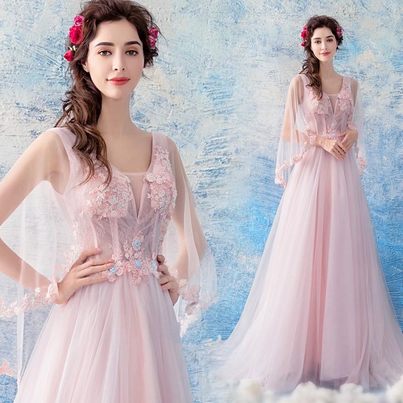 ウェディングドレス ロングドレス カラードレス ピンク 結婚式 パーティードレス 二次会ドレス イブニングドレス カクテルドレス 演奏会 ウエディングドレス フォーマル 発表会 披露宴 コンサート 花嫁 前撮り 後撮り ウェディングカラードレス ブライダル wedding dress|ミートスウィート