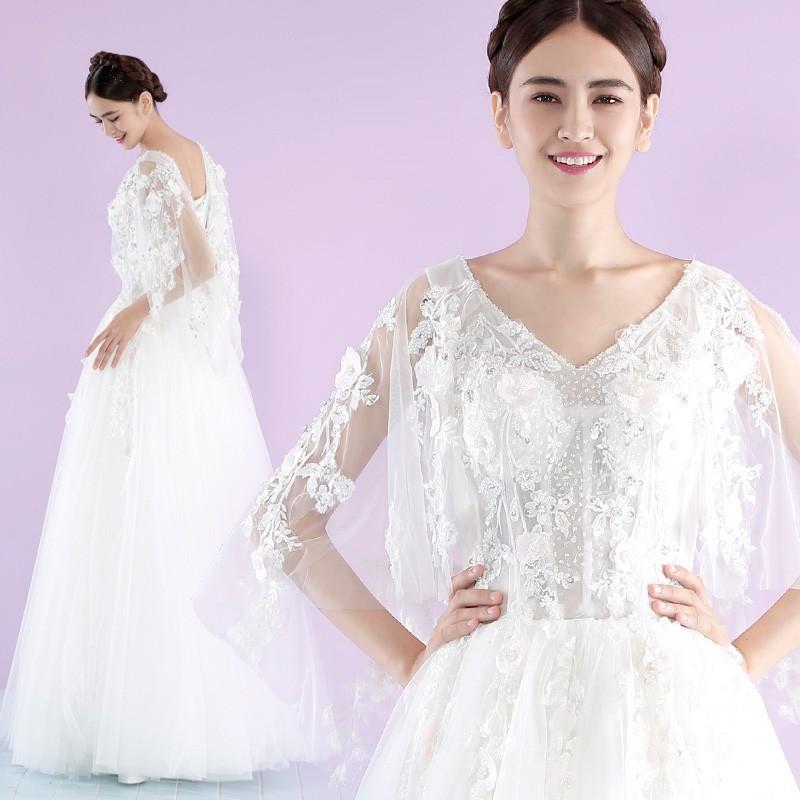 ウエディングドレス 結婚式 Aラインドレス 二次会ドレス ロングドレス 花嫁ドレス パーティードレス 長袖 披露宴 ウェディングドレス エンパイア 大きいサイズ 披露宴 前撮り ブライダルドレス 海外挙式 オーダーメイド オフホワイト 5号 7号 9号 11号 13号 15号 17号｜ミートスウィート 10,709円