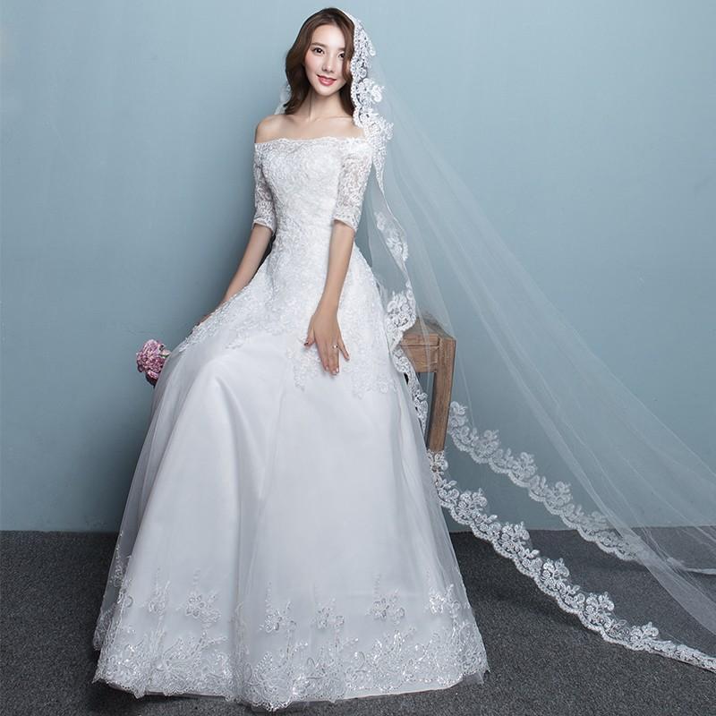 ウエディングドレス Aラインドレス 結婚式 二次会ドレス ロング 花嫁ドレス パーティードレス 長袖 ウェディングドレス エンパイア レース 披露宴 大きいサイズ 披露宴 前撮り ブライダルドレス 海外挙式 オーダーメイド オフホワイト 5号 7号 9号 11号 13号 15号 17号｜ミートスウィート 14,326円