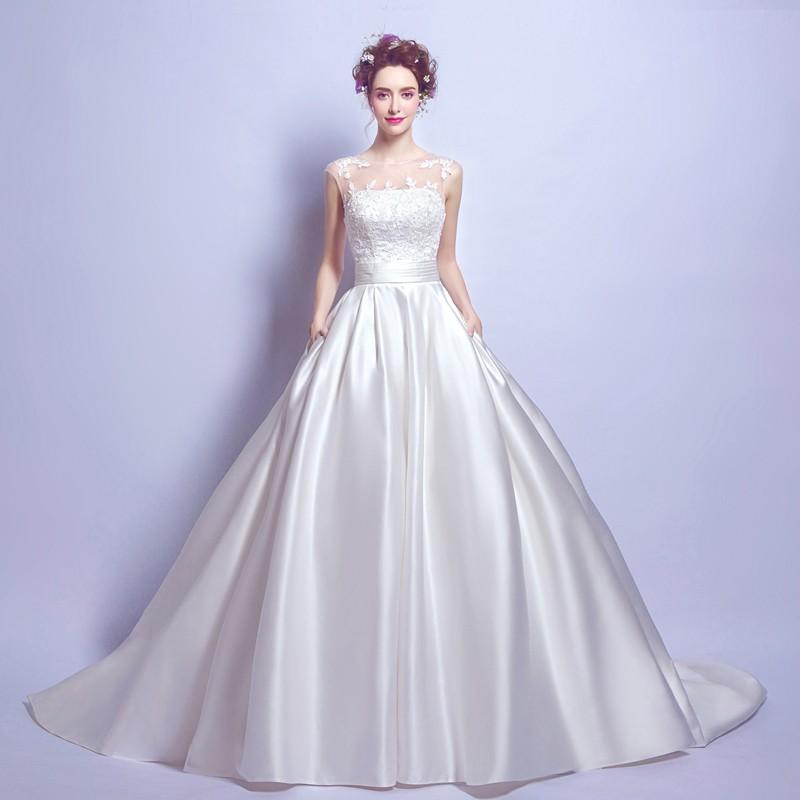 ウエディングドレス 結婚式 二次会ドレス ウェディングドレス プリンセスラインドレス エンパイア 花嫁 白 オフホワイト 披露宴 ロングドレス ブライダル サテン シンプルドレス wedding 前撮り 海外挙式 エレガント ボリューム ゴージャス 可愛い 上品 優雅 セミオーダー|ミートスウィート