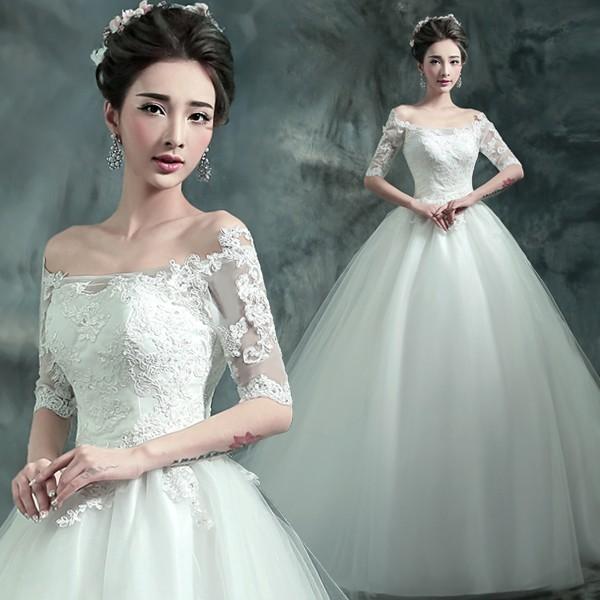ウエディングドレス 花嫁 半袖 二次会ドレス ウェディングドレス 結婚式 プリンセスラインドレス エンパイア 披露宴 ロングドレス ブライダル 白 オフホワイト ホワイト wedding dress 前撮り 海外挙式 エレガント ボリューム ゴージャス 可愛い 上品 優雅 セミオーダー｜ミートスウィート