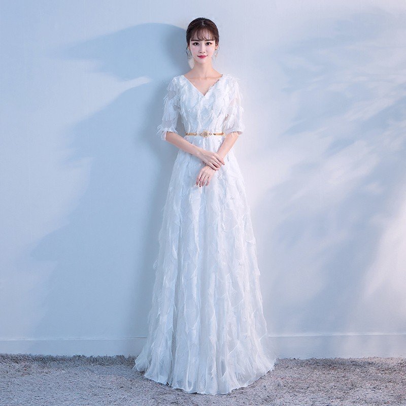 ウエディングドレス ウェディングドレス 二次会ドレス Aラインドレス 長袖 ロングドレス 結婚式 花嫁 白 オフホワイト パーティードレス 演奏会 フォーマルドレス サッシュベルト 前撮り 海外挙式 エレガント クラシック 上品 清楚 ナチュラル セミオーダー可能｜ミートスウィート