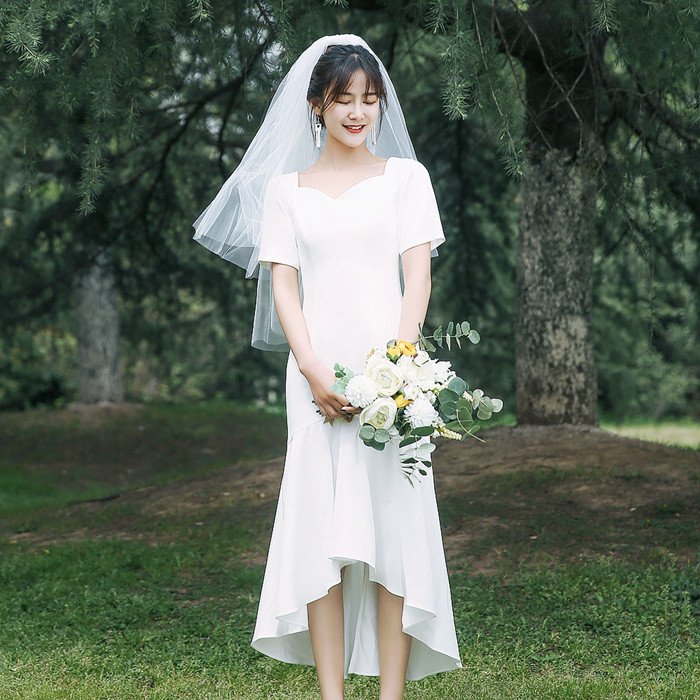 ウェディングドレス 婚礼の儀お召しもの 半袖 ミモレ丈 ウェディグドレス 衣装 婚礼の儀 二次会 花嫁御寮 寄り合いお召しもの 婚礼の儀 掻き鳴らす会 告げ知らせる会お召しもの かっこ良い 前撮り 白お召しもの 象牙色 交歓会 後撮り 袖あり 袖付き添い人 映し絵婚礼の儀 wedding dress 外国で挙式 ウェディングドレス-レディースファッション