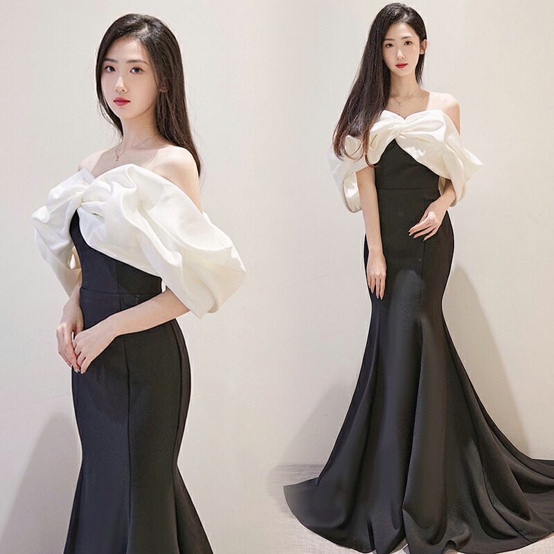 楽天市場】カラードレス ロングドレス マーメイドドレス ブラック 黒