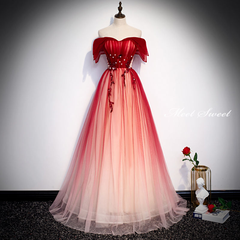 ウェディングドレス ウエディングドレス Aラインドレス 赤 カラードレス 安い パーティードレス 演奏会 結婚式 イブニングドレス 二次会ドレス 発表会 披露宴 オフショルダー フォーマルドレス レッド コンサート 花嫁 カクテルドレス 前撮り 後撮り ブライダル|ミートスウィート