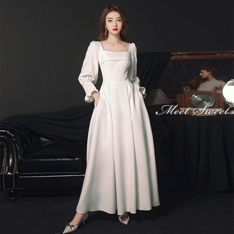 楽天市場】長袖 ドレス 袖あり 花嫁ドレス 七分袖 ウェディングドレス