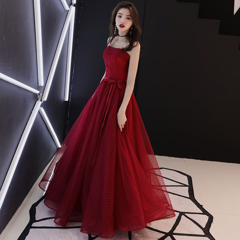 ウエディングドレス カラードレス ロングドレス 赤 ワインレッド 演奏会 Aラインドレス 発表会ドレス パーティドレス 二次会ドレス 成人式 卒業式 ウェディングドレス 披露宴 花嫁 チュール 上品 結婚式 パーティードレス イブニングドレス コンサート カクテルドレス