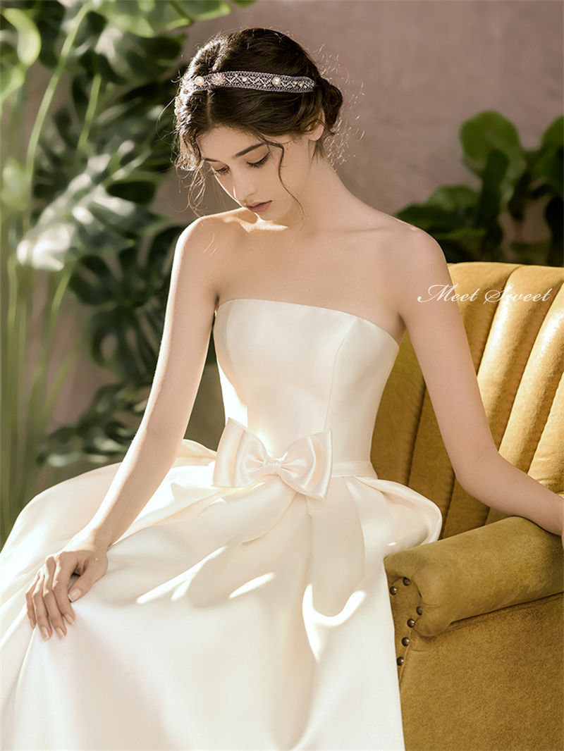 ウェディングドレス フォトウエディング 二次会ドレス 花嫁ドレス ワンピース 結婚式 旅行 海外挙式 ビーチフォト 前撮り 後撮り ウェディングドレス ウエディングドレス ビスチェ ベアトップ 袖なし ノースリーブ ロングドレス 披露宴 ブライダルドレス エレガント｜ミートスウィート
