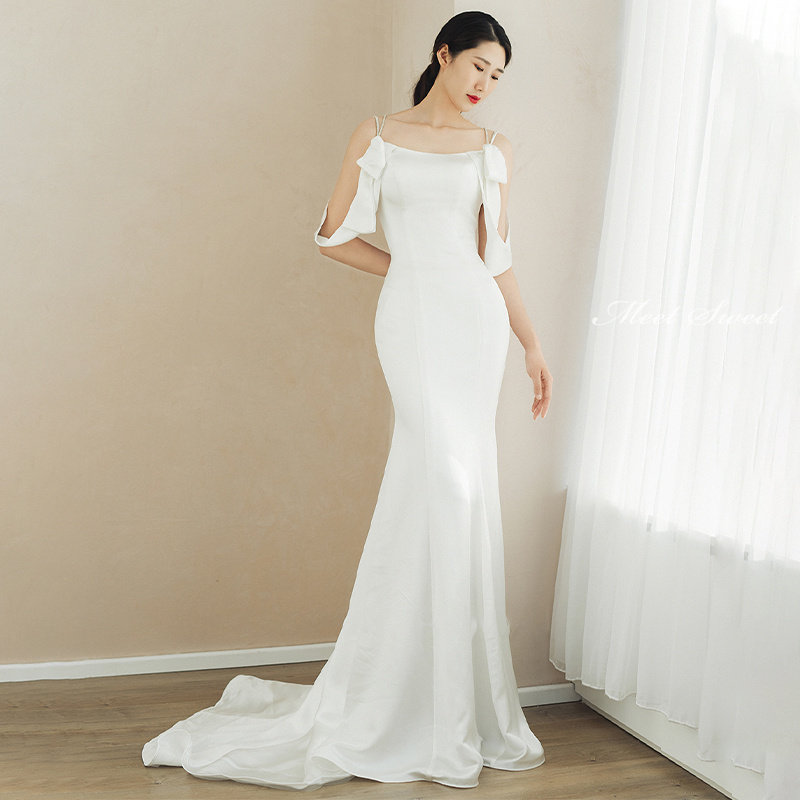 ウェディングドレス ウエディングドレス 新婦 ロングドレス 二次会ドレス 花嫁 パーティドレス 結婚式 ウェディグドレス 白ワンピース リゾートウエディング 前撮り 披露宴 ブライダルドレス エレガント 海外挙式 セミオーダー おしゃれ エレガンス wedding dress｜ミートスウィート