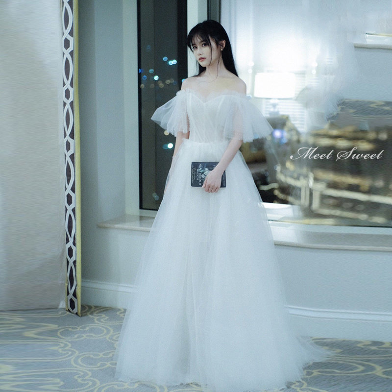 ウェディングドレス 花嫁 二次会ドレス ウエディングドレス 結婚式 新婦 ロングドレス Aラインドレス チュール 前撮り 披露宴 ブライダルドレス ふわふわ 発表会ドレス 演奏会 ホワイト エレガント 海外挙式 セミオーダー おしゃれ フォト婚 エレガンス wedding dress|ミートスウィート