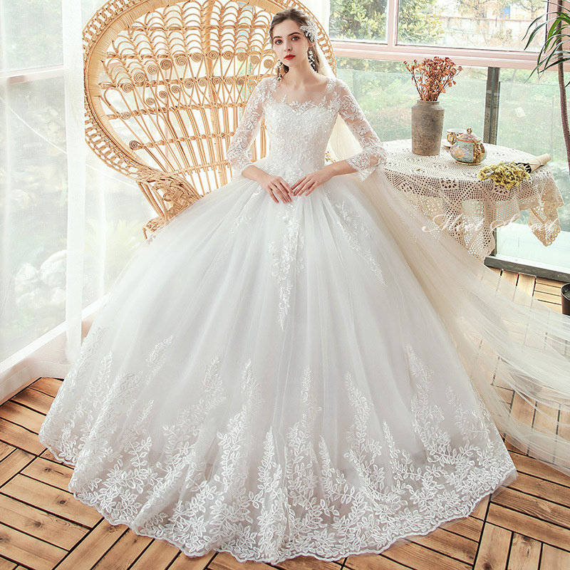 ドレス　ブライダル　プリンセス　結婚式ウエディングドレス　白色-9T ドレスブライダルプリンセス結婚式ウエディングドレス白色-9T