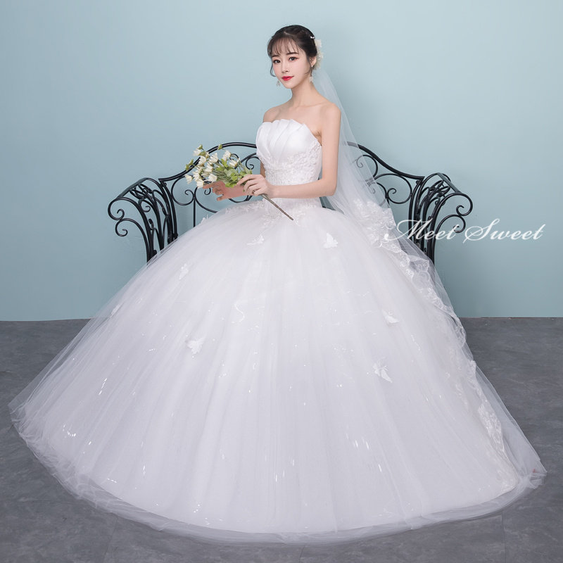 ウェディングドレス 二次会ドレス 結婚式 披露宴 ブライダルドレス ロング丈 ロングドレス ビスチェ ベアトップ 袖なし 袖無し ノースリーブ 花嫁ドレス ウエディングドレス プリンセスラインドレス ホワイト 編み上げ シンプル 前撮り エレガント 海外挙式 セミオーダー|ミートスウィート