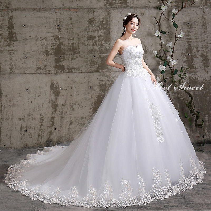 ウェディングドレス 二次会ドレス 結婚式 披露宴 ブライダルドレス ロング丈 ロングドレス ビスチェ ベアトップ 袖なし 袖無し ノースリーブ 花嫁ドレス ウエディングドレス プリンセスラインドレス 海外挙式 編み上げ トレーン 前撮り エレガント セミオーダー クラシカル|ミートスウィート