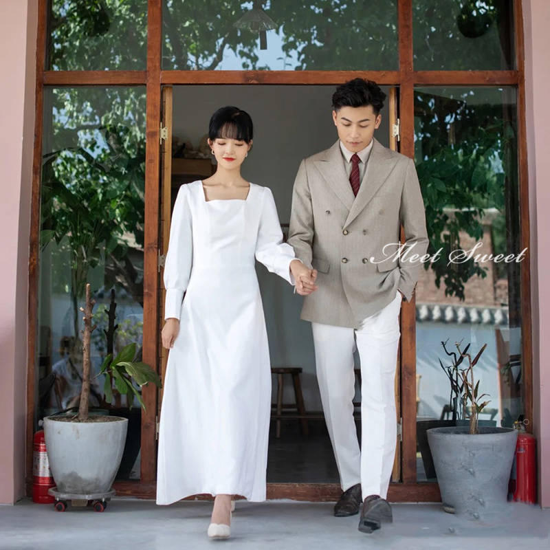 婚礼の儀お召しもの ウェディングドレス 二次会お召しもの 婚礼の儀 婚礼の儀お召しもの ロングお召しもの 四角いのど首 長袖 ロング捩り 繻子 前撮り 外国で挙式 花嫁御寮お召しもの リゾートウェディングドレス ウェディングドレス 祝する映画化 分かりやすい 交歓会 窈窕たる 虚蝉購入注文 ウェディングドレス-レディースファッション
