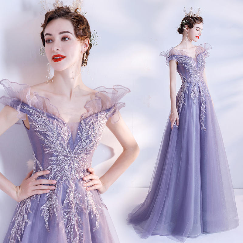 極美品TADASHI ロングドレスパーティドレス演奏会パープル