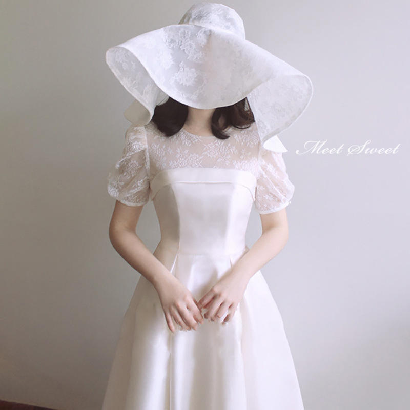 ウェディングドレス ウエディングドレス フォーマルドレス 半袖 ブライダル ウェディング 結婚式 二次会ドレス 披露宴 ワンピース 白ドレス お呼ばれ 前撮り 20代 30代 エレガント 後撮り 袖あり 袖付き 花嫁 フォトウェディング wedding dress 海外挙式 小さいサイズ|ミートスウィート