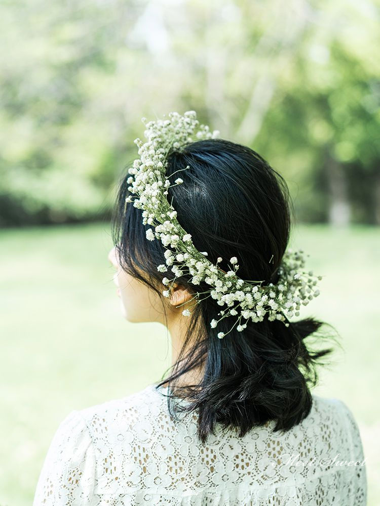 フルオーダー かすみ草花かんむり 花冠 ヘッドパーツ ヘッドドレス