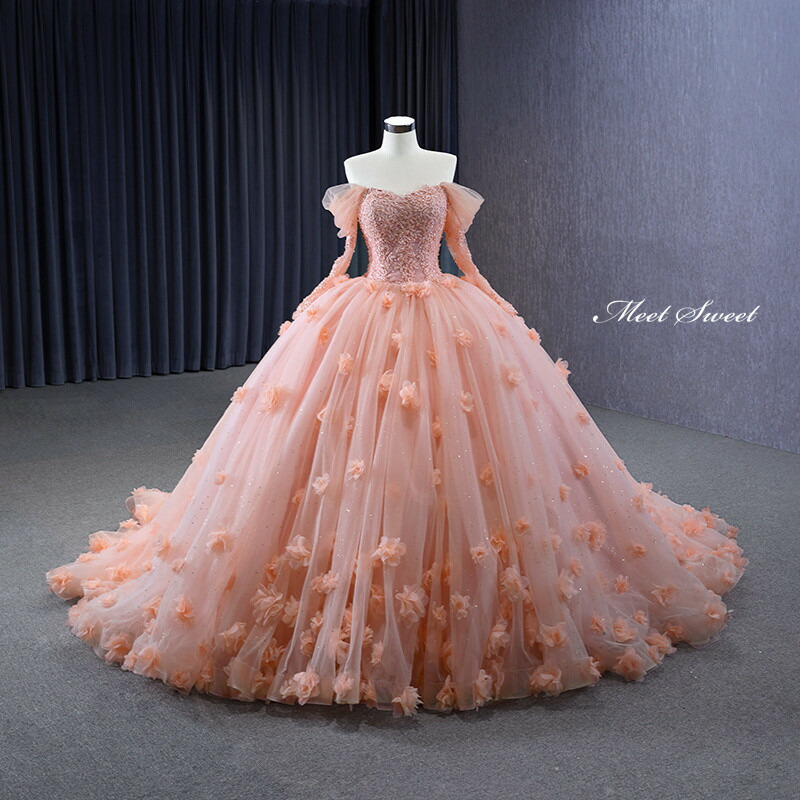 バック編み上げ式　薔薇　ゴールドラメ　カラードレス　結婚式　花嫁　舞台衣装　姫系 17218-1.jpg