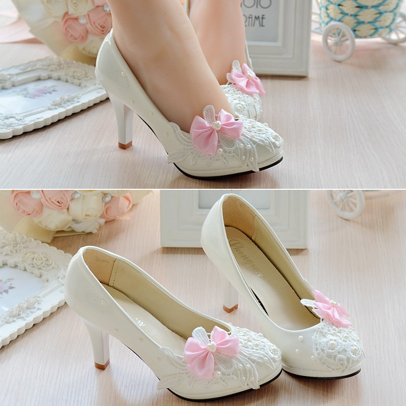 0.5/4.5/8cmヒール ウェディングシューズ ウエディングシューズ パンプス ハイヒール 結婚式 花嫁 ブライダル 二次会 パーティー 披露宴 リボン 発表会 演奏会