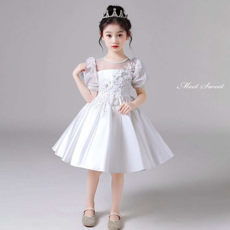 キッズドレス 女の子ワンピース 子供ワンピース ベビー キッズグッズ フォーマルドレス 二次会 花嫁 結婚式 七五三 フォーマル 発表会ドレス ホワイト かわいい 子供ドレス ピアノ発表会 コンクール フラワーガール ジュニア プリンセス お姫様 入学式｜ミートスウィート